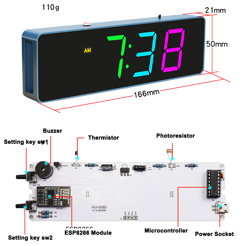 ESP8266 IoT Colorful WiFi Cloc - đánh giá và giá Home Automation Diy