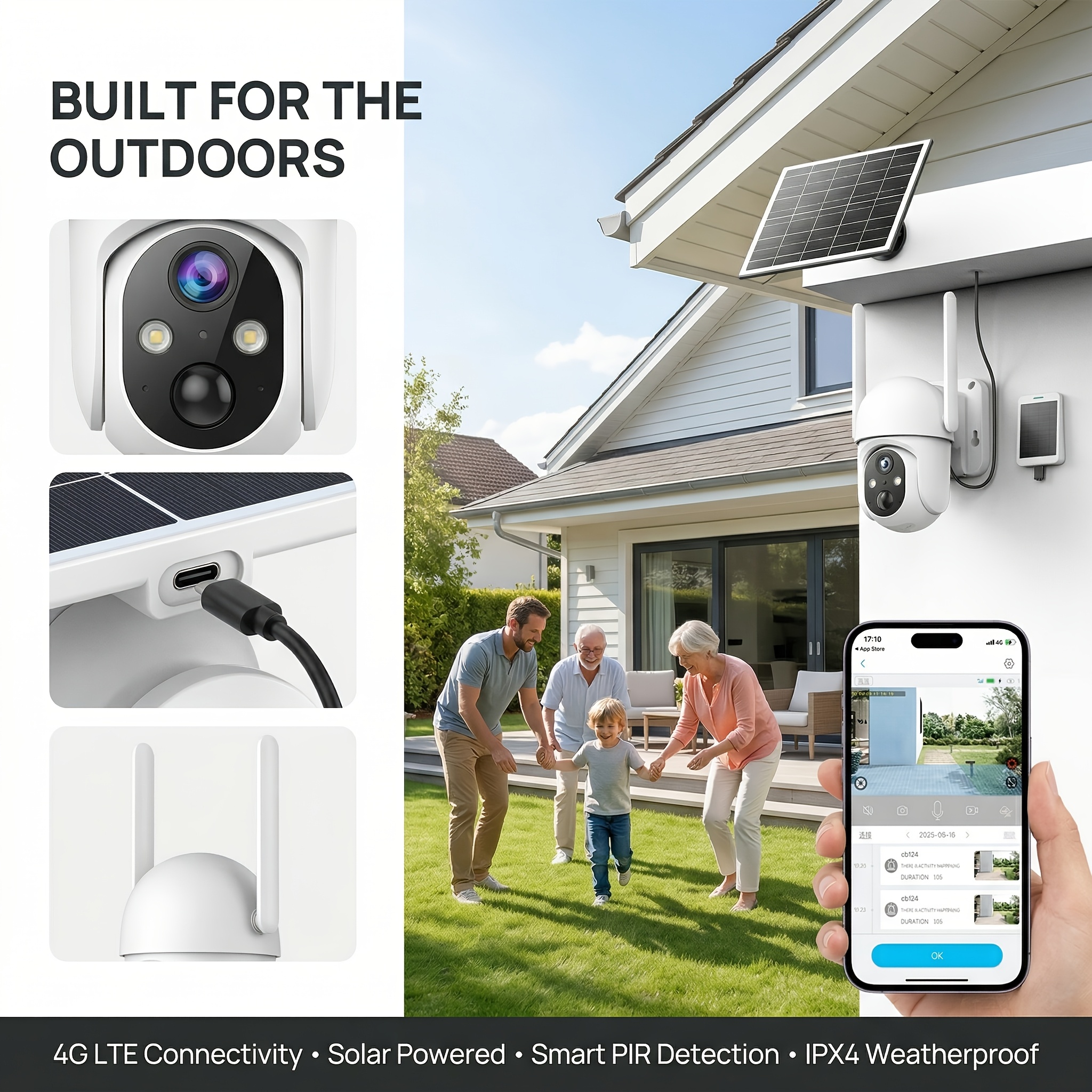 2-in-1 Solar Security Camera w - đánh giá và giá Motion Sensor Pir Wired