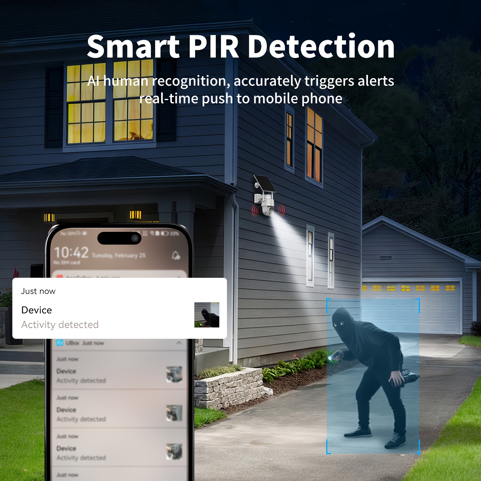 2-in-1 Solar Security Camera w - đánh giá và giá Motion Sensor Pir Wired